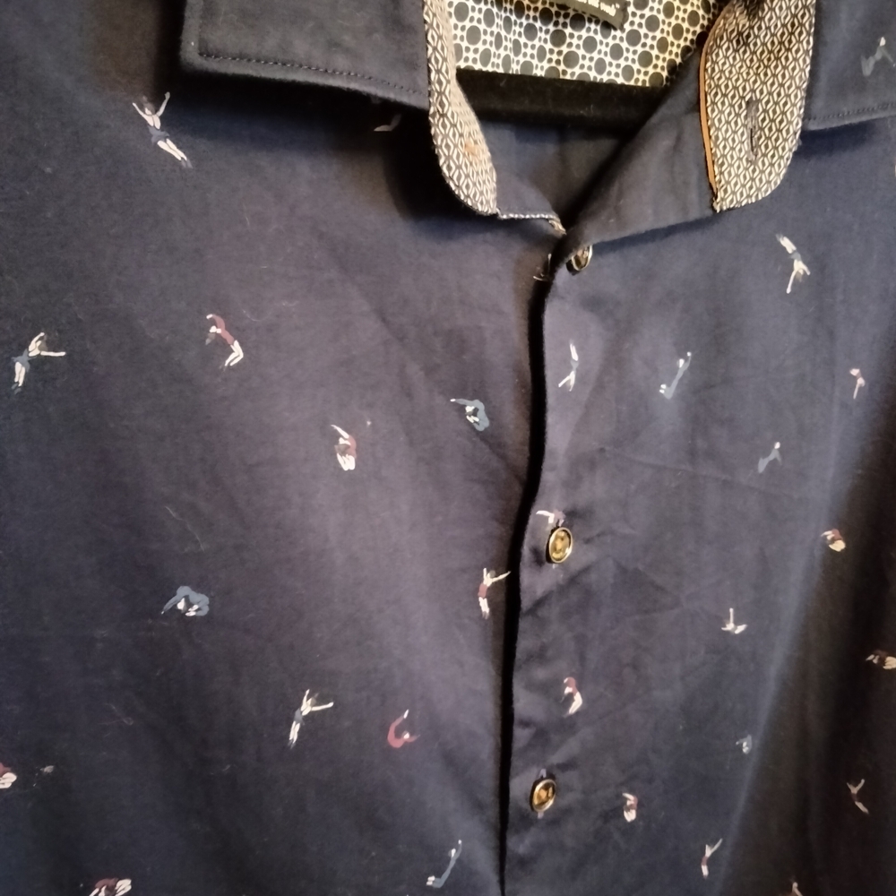 Ted Baker Navy Acrobat Button-Up Collared Shirt - Picture 6 of 7